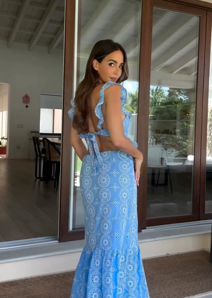 Danica - Whimsical Embroidered Ruffled Maxi Dress