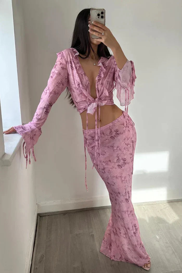 Violette - Graceful Sheer Maxi Skirt Set