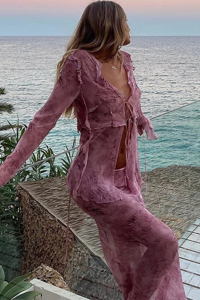 Violette - Graceful Sheer Maxi Skirt Set