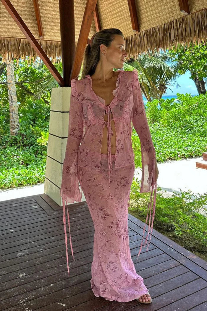 Violette - Graceful Sheer Maxi Skirt Set