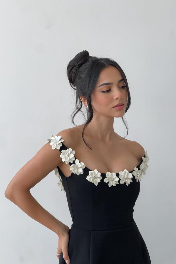 Marita - Floral Embellished Mini Dress