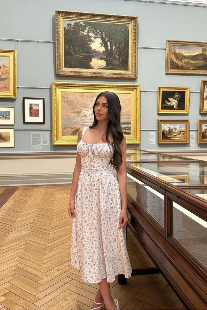 Eliana - Sculpting Floral Corset Midi Dress