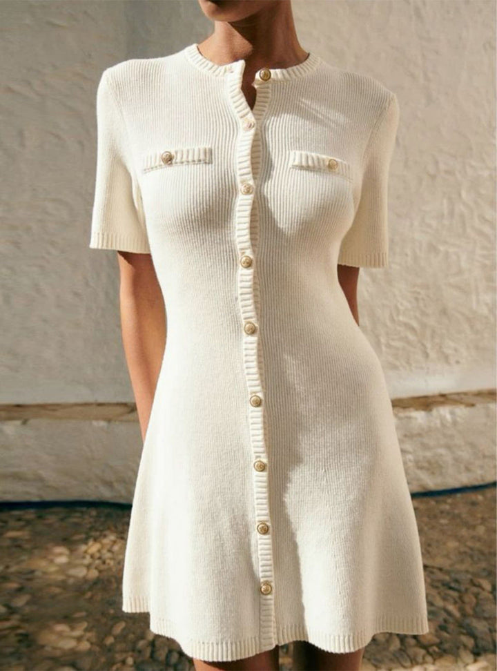 Camille - Sculpted Ribbed Knit Mini Dress