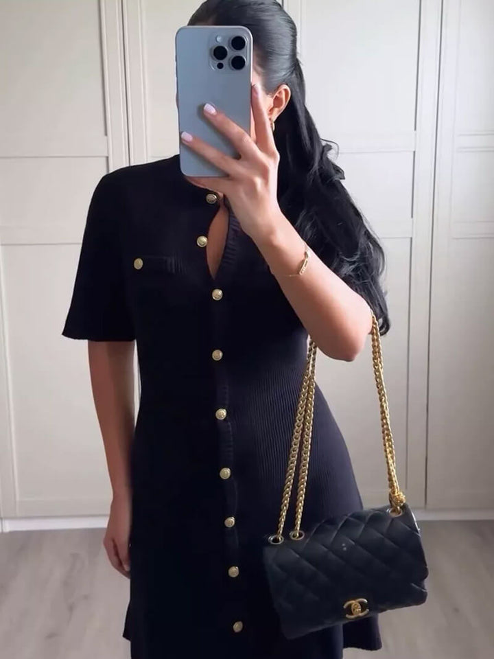 Camille - Sculpted Ribbed Knit Mini Dress