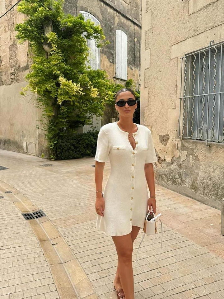 Camille - Sculpted Ribbed Knit Mini Dress