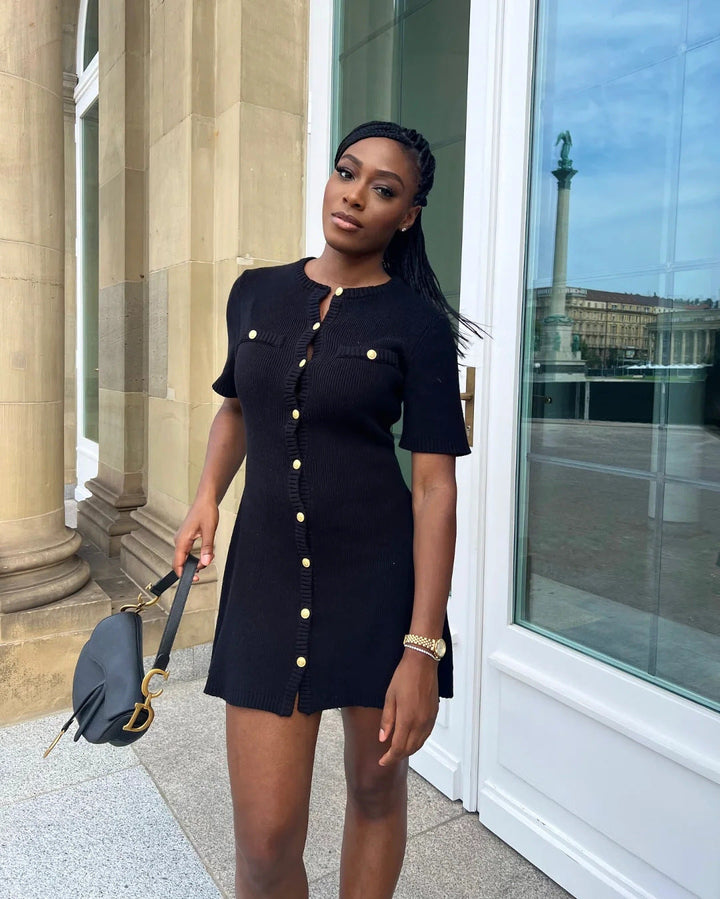 Camille - Sculpted Ribbed Knit Mini Dress