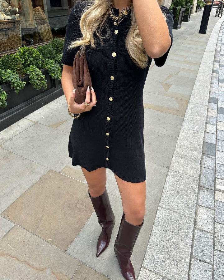 Camille - Sculpted Ribbed Knit Mini Dress