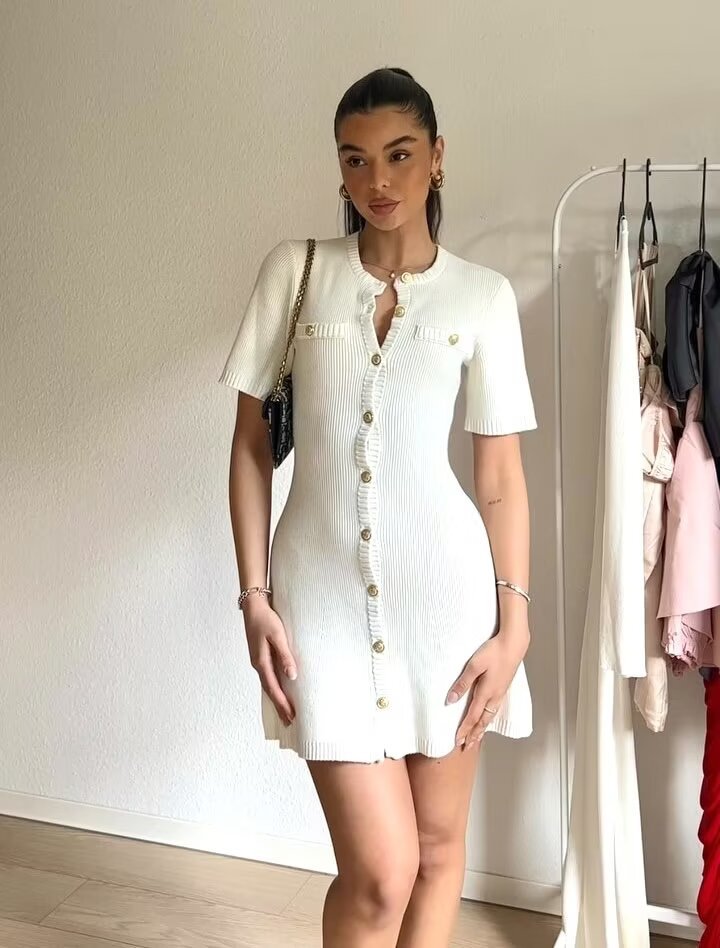 Camille - Sculpted Ribbed Knit Mini Dress