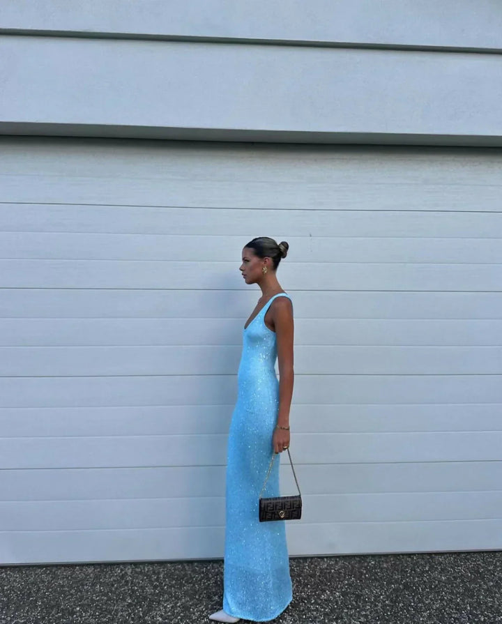 Marina - Glamorous Sequin Sleeveless Maxi Dress