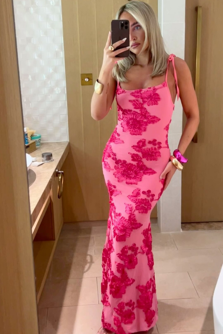 Sandra - Embroidered Blossom Maxi Dress