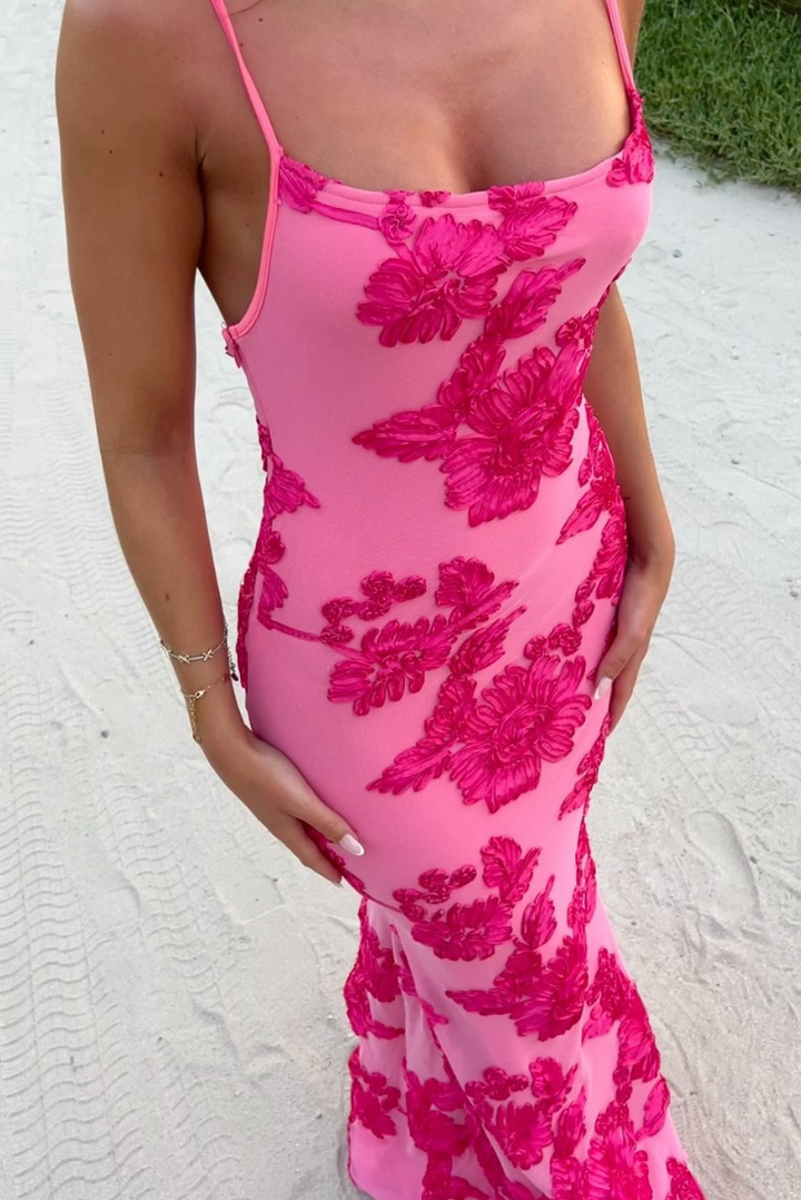 Sandra - Embroidered Blossom Maxi Dress