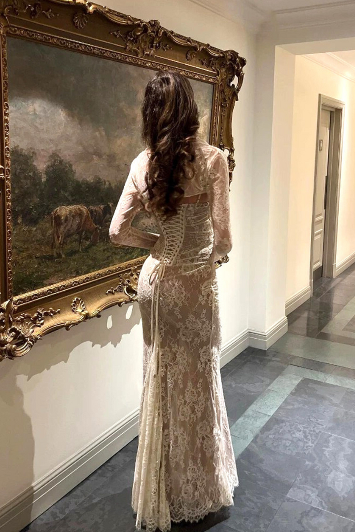 Isadora - Luxe Lace-Up Lace Maxi Dress