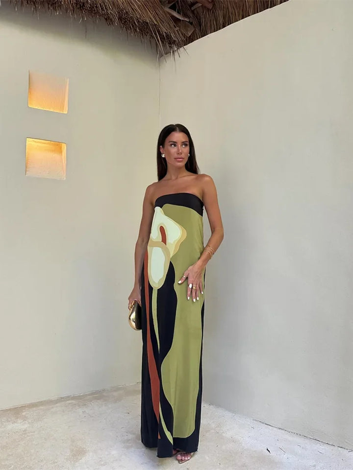 Marisela - Breezy Strapless Vacation Maxi Dress