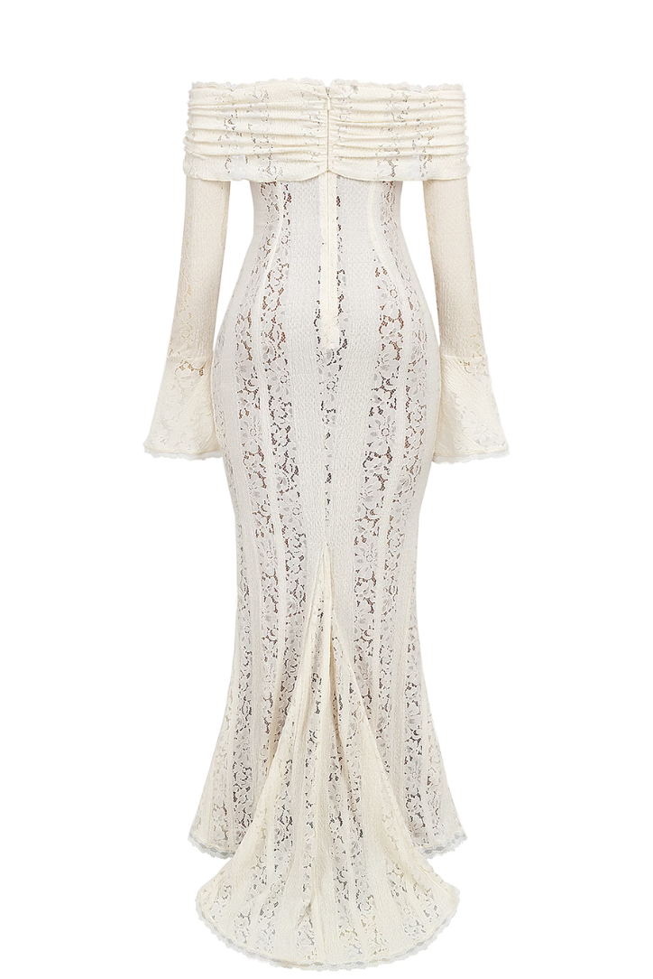 Evelyn - Elegant Off-Shoulder Lace Maxi Dress