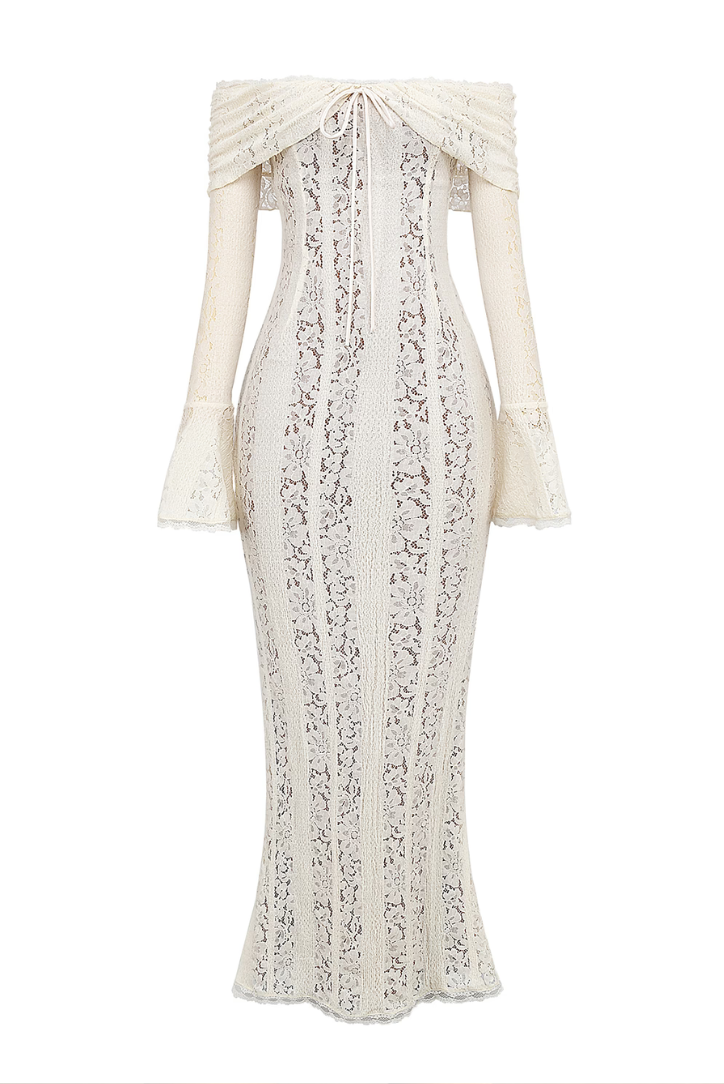 Evelyn - Elegant Off-Shoulder Lace Maxi Dress