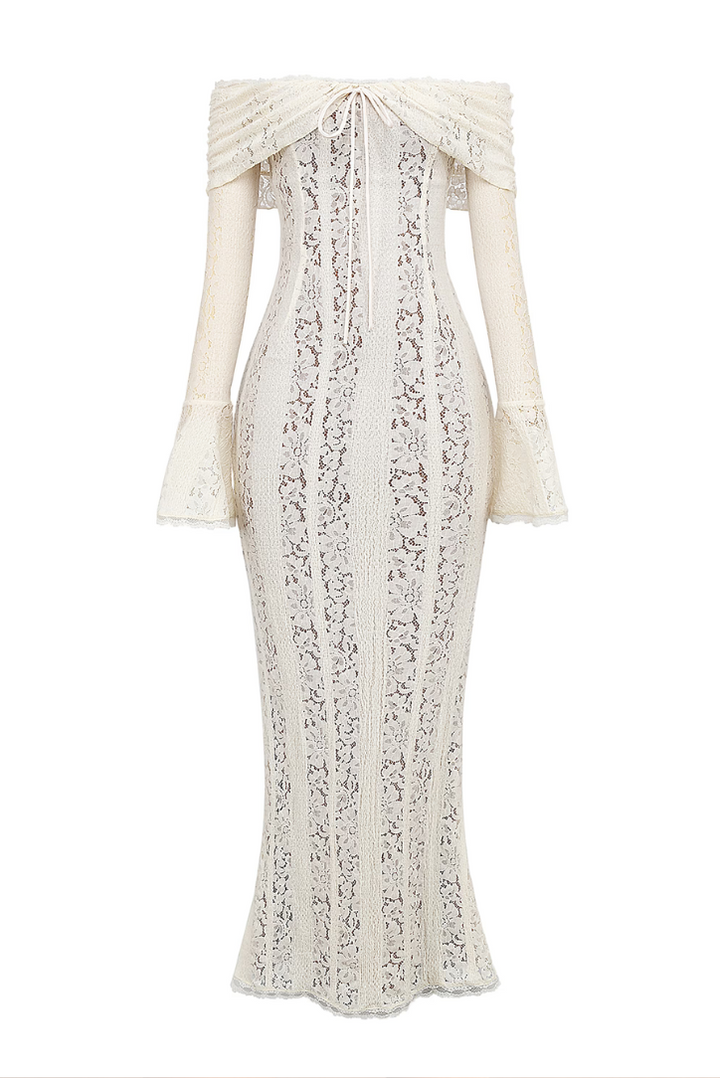 Evelyn - Elegant Off-Shoulder Lace Maxi Dress