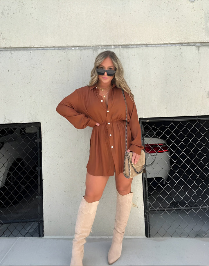 Jessica - Trendy Satin Romper Dress