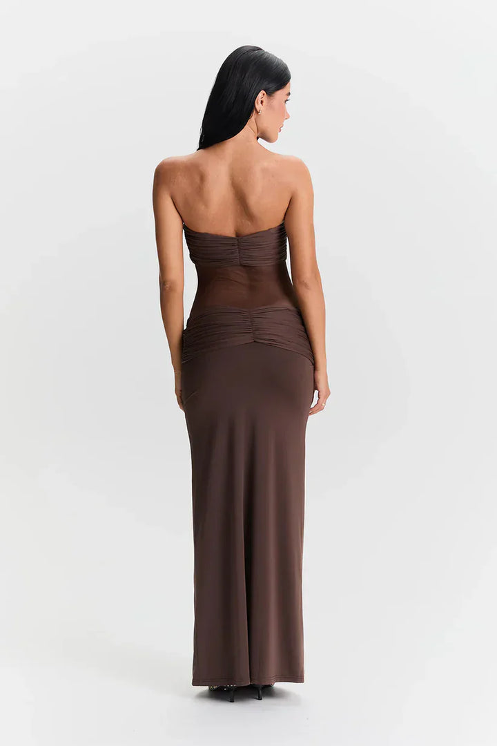 Leah - Elegant Twist Sheer Maxi Dress