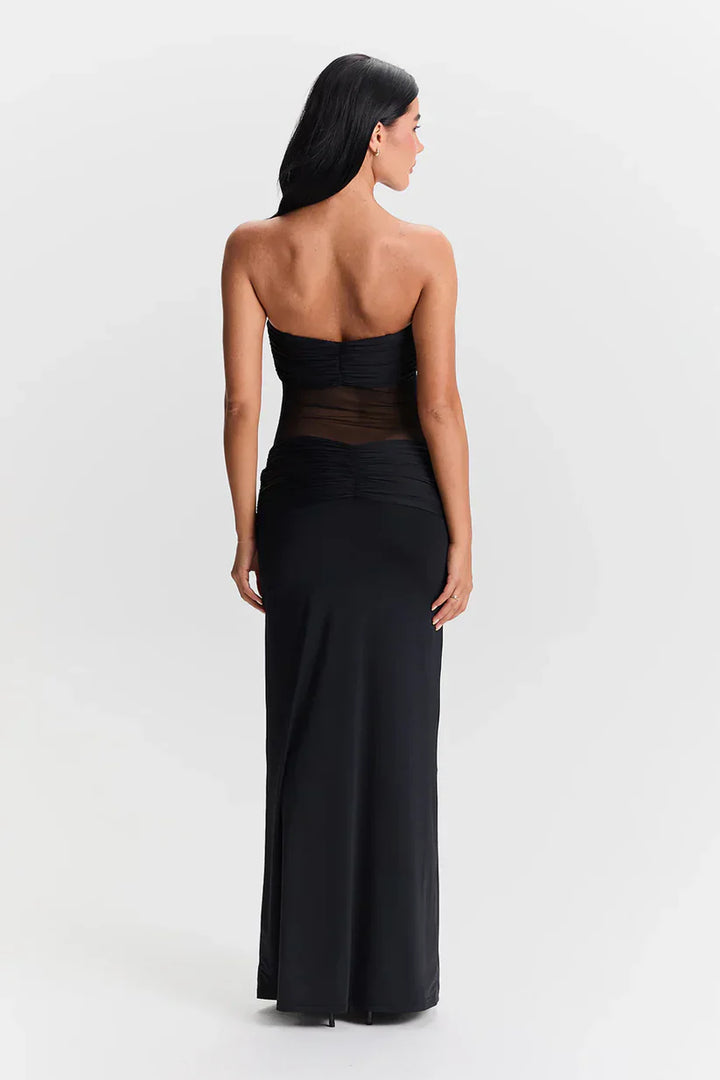 Leah - Elegant Twist Sheer Maxi Dress