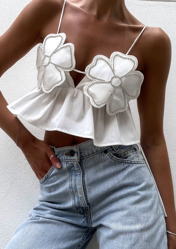Amarah - Refined Floral Cropped Top