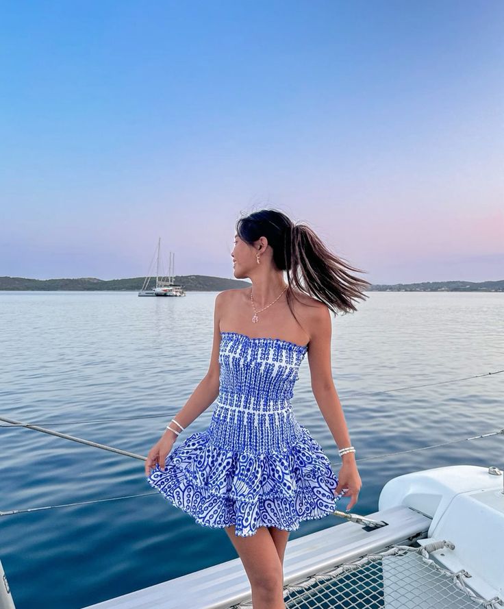 Monica - Strapless Ruffled Open-Back Mini Dress