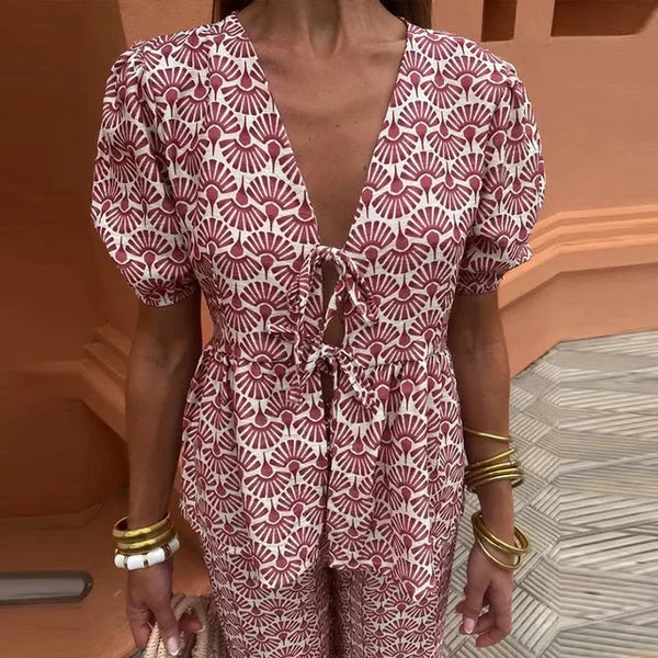 Liora | Summer Two-piece Set with Statement Print