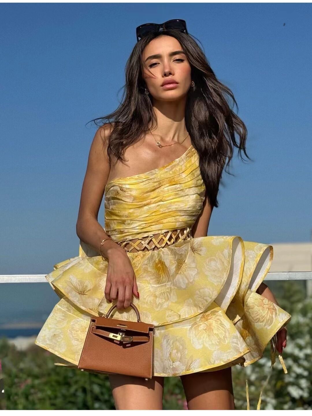 Angelica - Charming Floral Asymmetrical Mini Dress