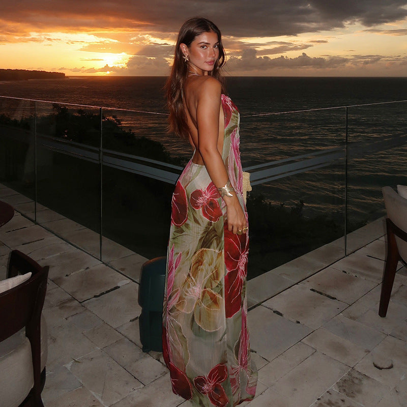Vivian - Enchanting Floral Draped Maxi Dress