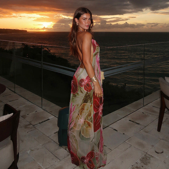 Vivian - Enchanting Floral Draped Maxi Dress