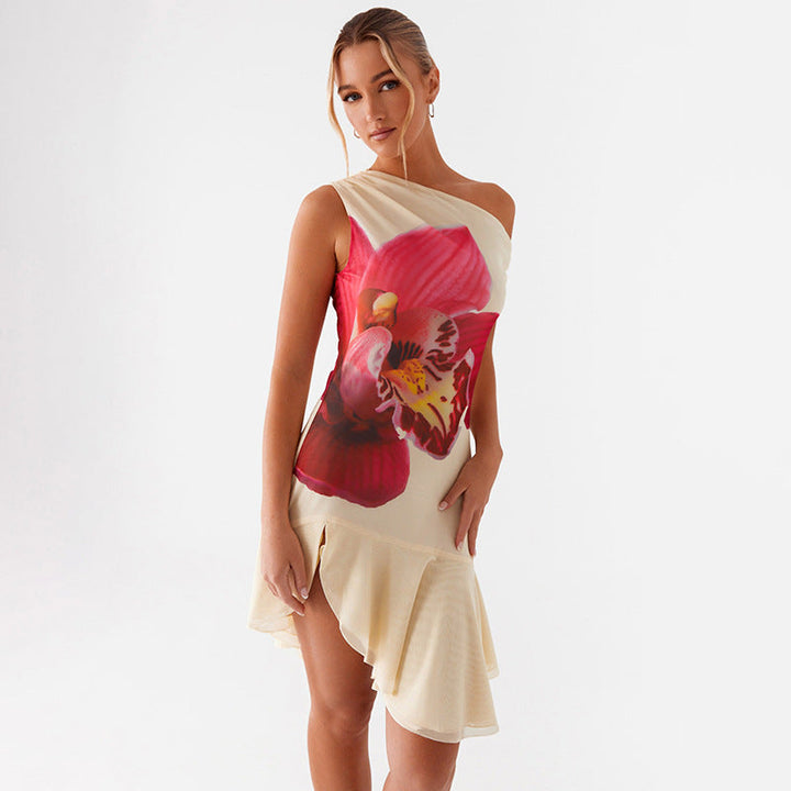 Lilah - Fresh Asymmetrical Floral Mini Dress