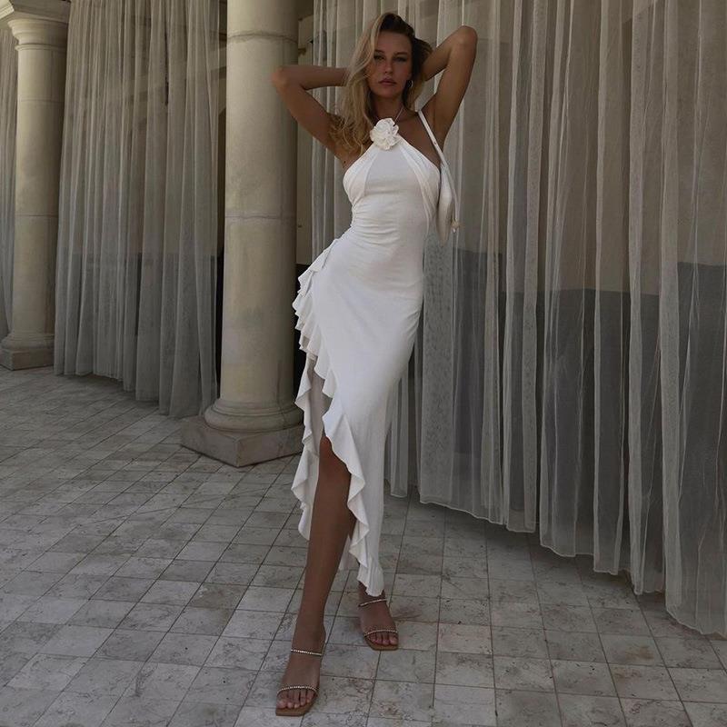 Leona - Sleek Floral Slit Maxi Dress