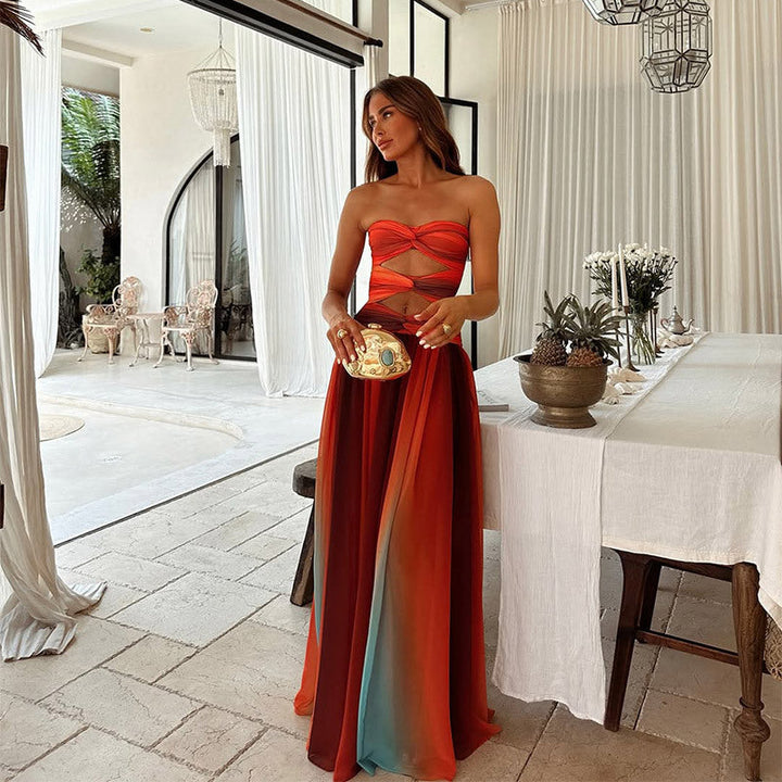 Aria - Breezy Strapless A-Line Maxi Dress