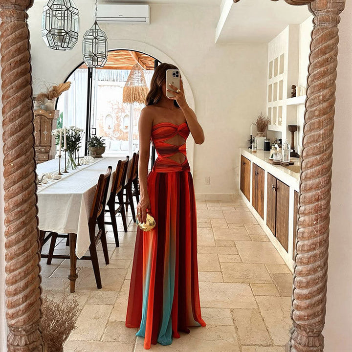 Aria - Breezy Strapless A-Line Maxi Dress