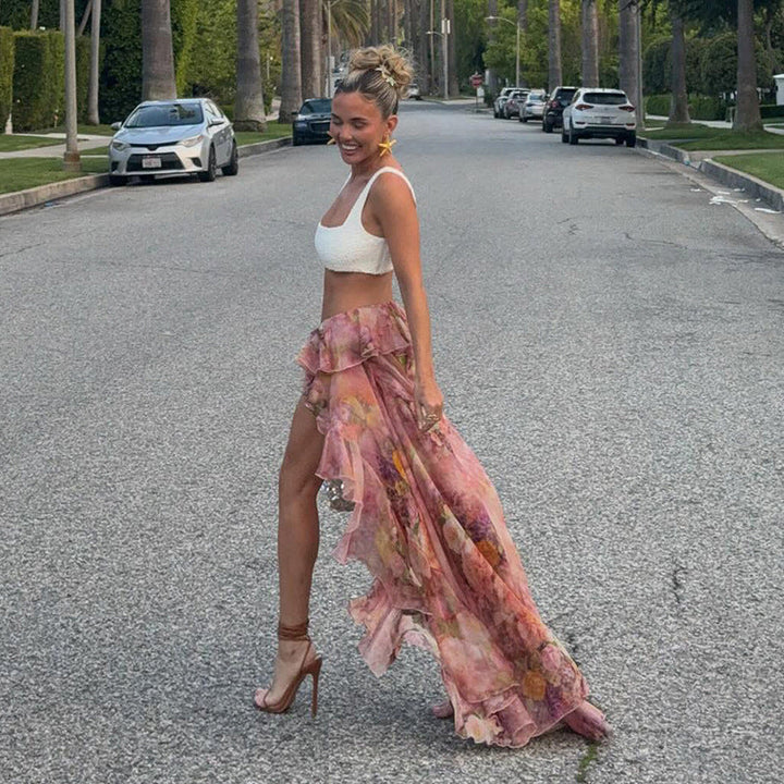 Bria - Whimsical Asymmetrical Ruffled Skirt