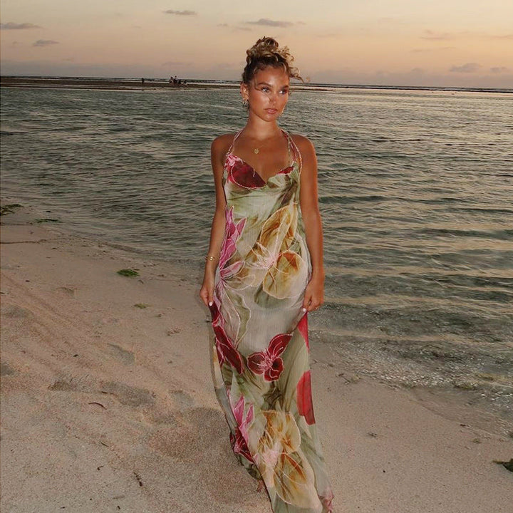 Vivian - Enchanting Floral Draped Maxi Dress