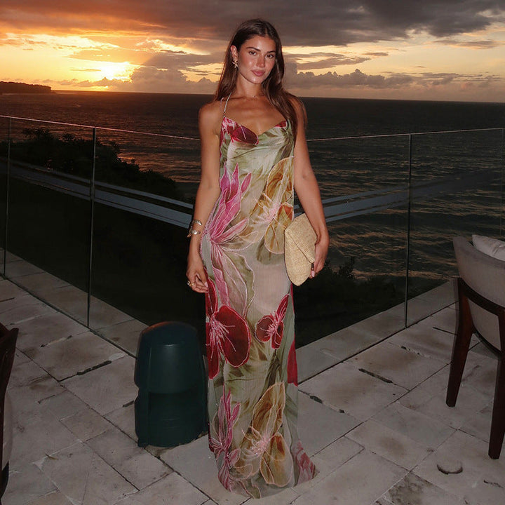 Vivian - Enchanting Floral Draped Maxi Dress