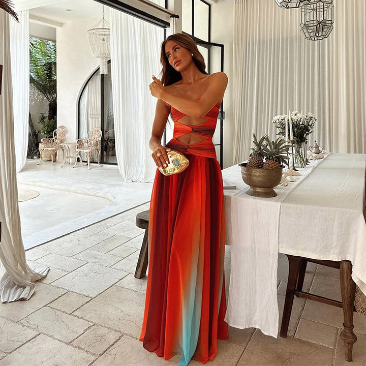 Aria - Breezy Strapless A-Line Maxi Dress