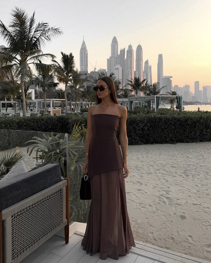 Viela - Striking Asymmetrical Maxi Dress