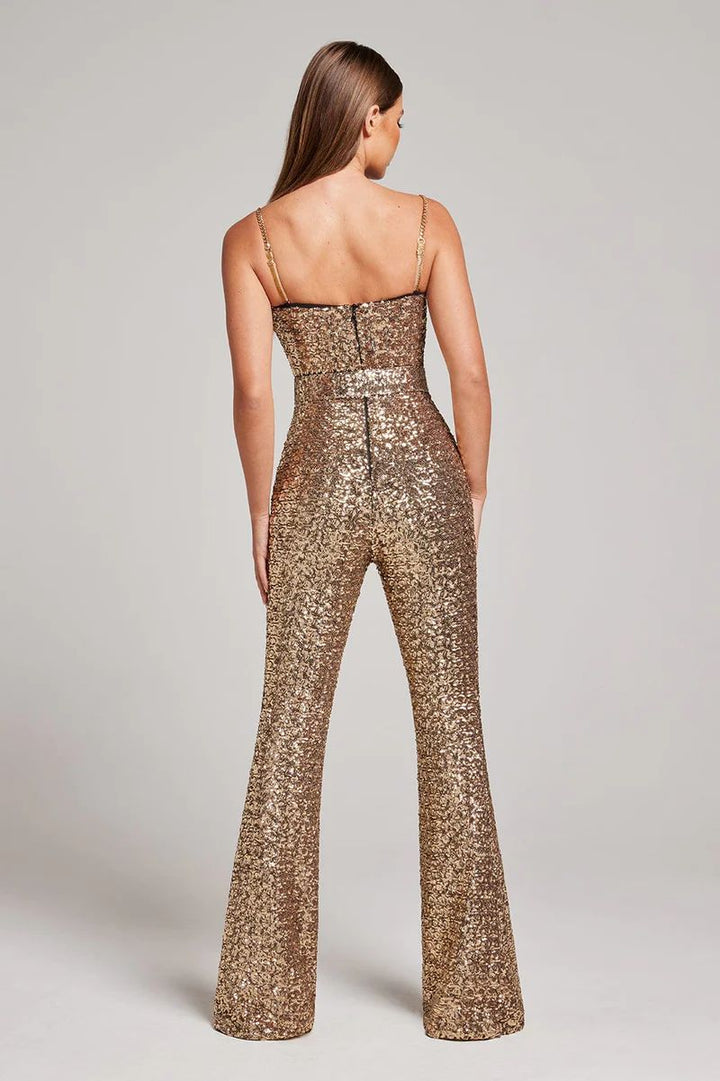 Jaqueline - Sparkle Sequins Jumpsuit With Belt
