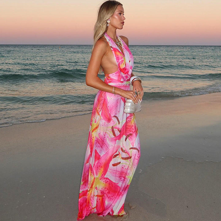 Marla - Backless Halter Maxi Dress