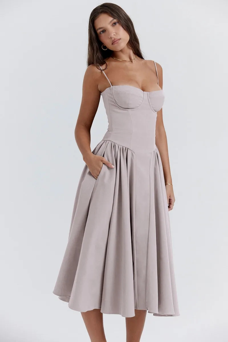 Ellie Sleeveless Corset Midi Dress