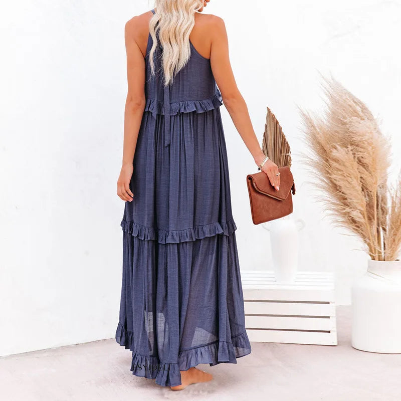 Sarah - Halter Ruffle Maxi Dress (Almost sold out)