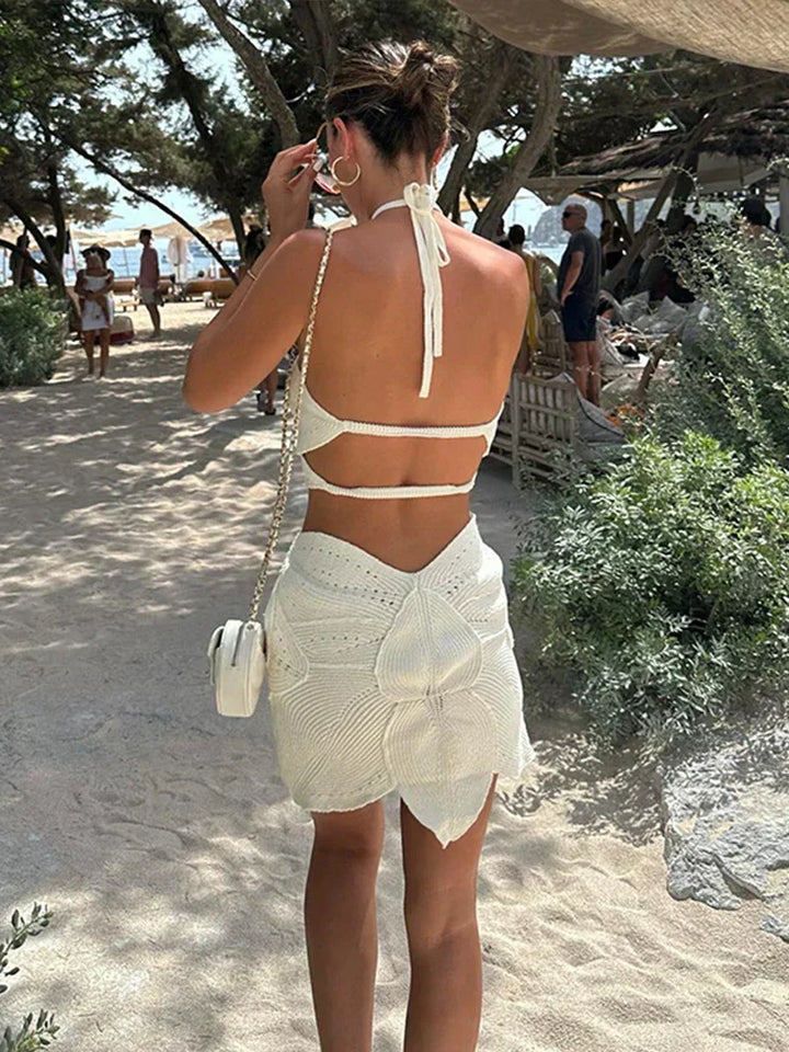 Linda - Textured Breezy Crochet Mini Dress