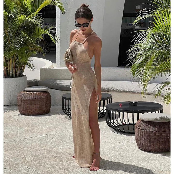 Lola - See-Through Knitted Beach Cover-Up Dress