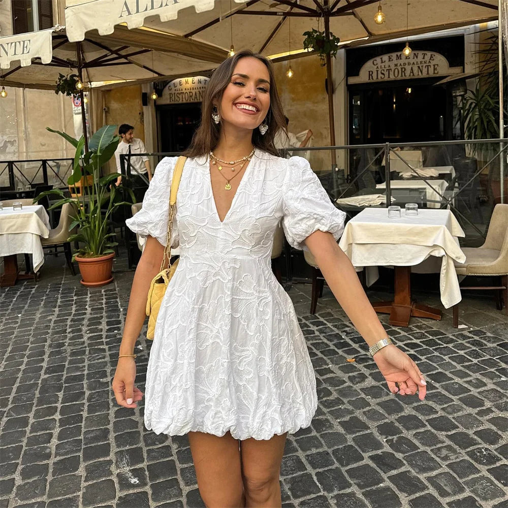 Carina - Elegant Embroidered Mini Dress