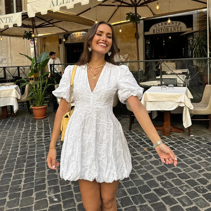 Carina - Elegant Embroidered Mini Dress