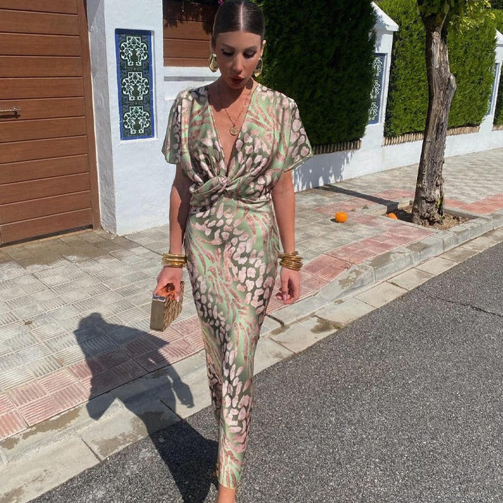 Roxane | Long dress with twist V-neck