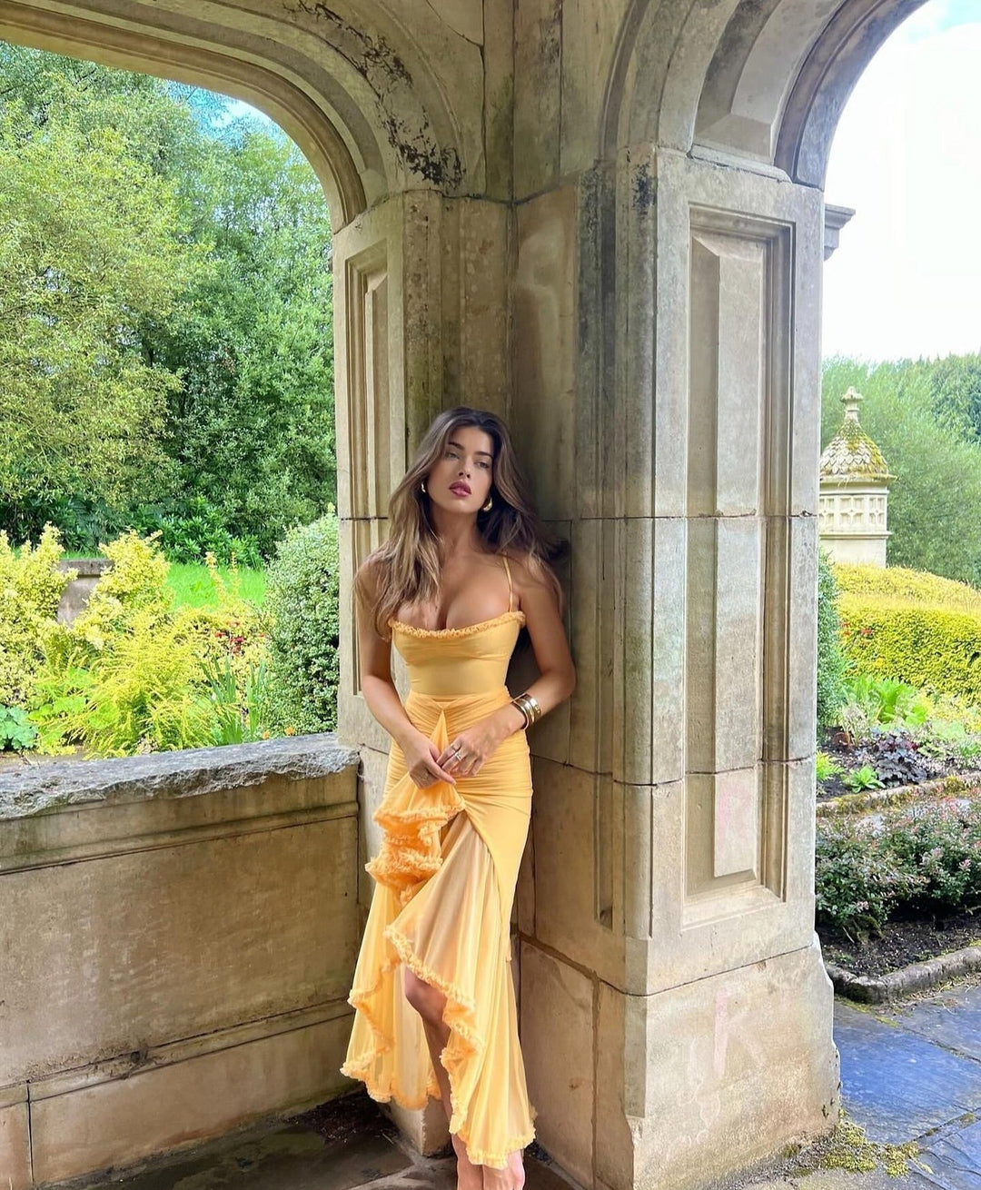 Alena - Alluring Ruffled Maxi Dress