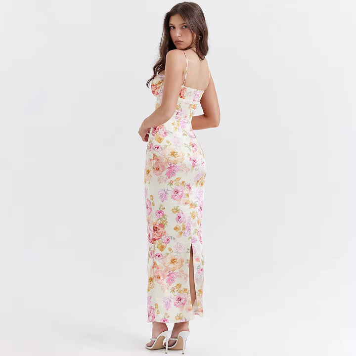 Lucy - Floral Satin Maxi Dress