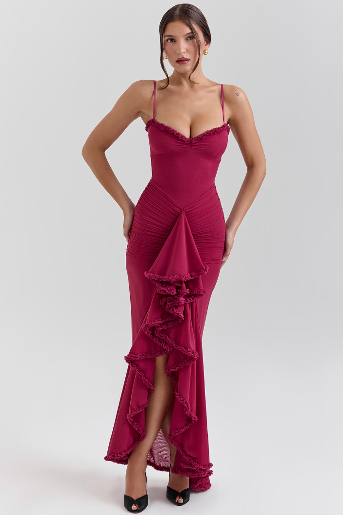 Alena - Alluring Ruffled Maxi Dress